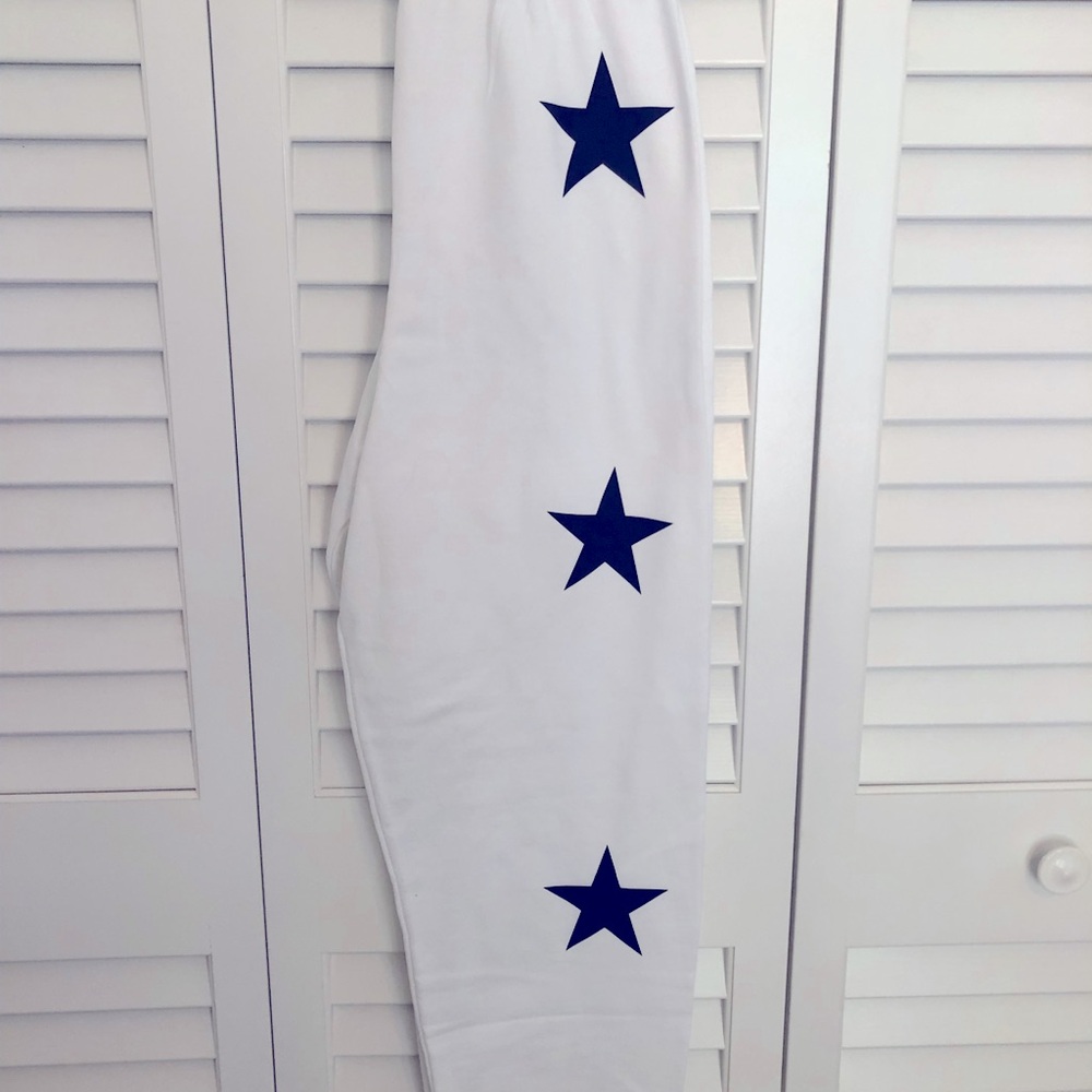 White Star Sweatpants with Navy Stars